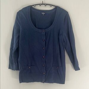 Reitmans Blue Cardigan Sweater Lightweight Scoop Neck